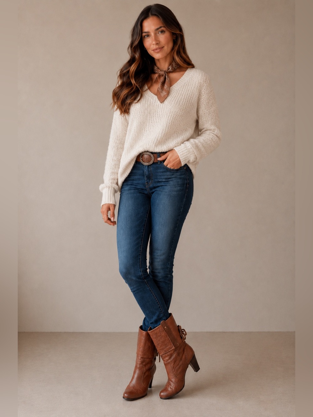 Dolce Vita Brown Leather Mid-Calf Boots | Stacked Heel Foldover Cuff Boho 8.5